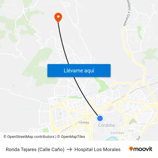 Ronda Tejares (Calle Caño) to Hospital Los Morales map