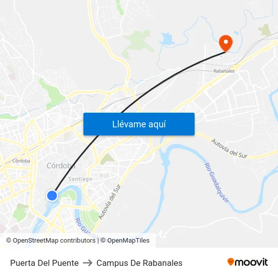 Puerta Del Puente to Campus De Rabanales map