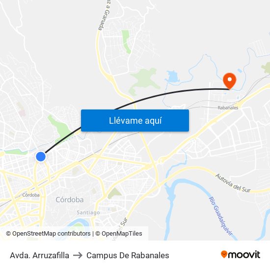 Avda. Arruzafilla to Campus De Rabanales map
