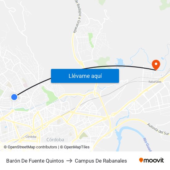 Barón De Fuente Quintos to Campus De Rabanales map
