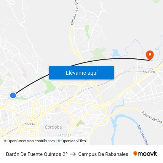 Barón De Fuente Quintos 2ª to Campus De Rabanales map