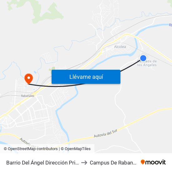 Barrio Del Ángel Dirección Prisión to Campus De Rabanales map