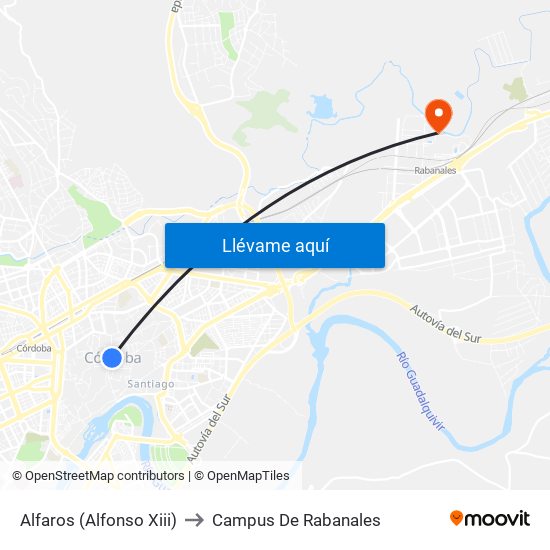 Alfaros (Alfonso Xiii) to Campus De Rabanales map