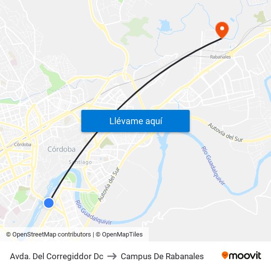 Avda. Del Corregiddor Dc to Campus De Rabanales map