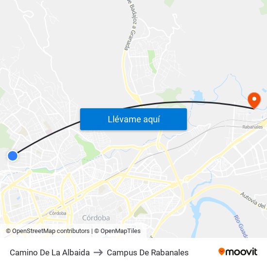 Camino De La Albaida to Campus De Rabanales map