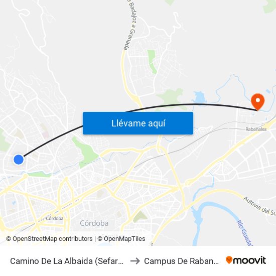 Camino De La Albaida (Sefardíes) to Campus De Rabanales map