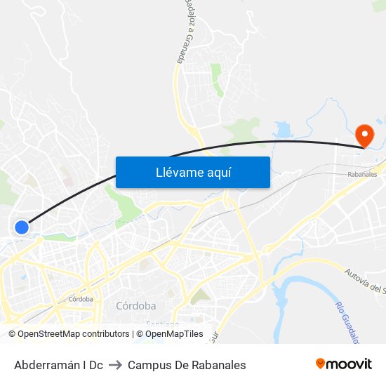 Abderramán I Dc to Campus De Rabanales map