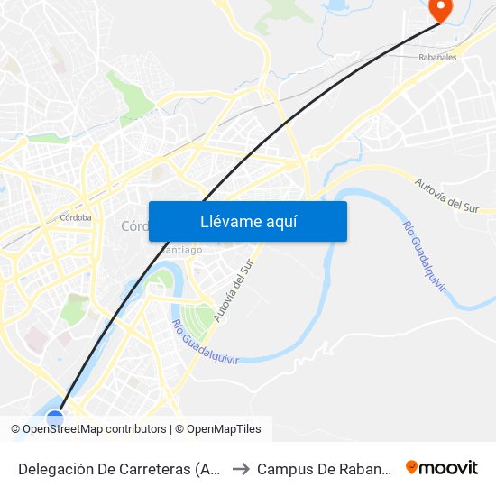 Delegación De Carreteras (Aurgi) to Campus De Rabanales map