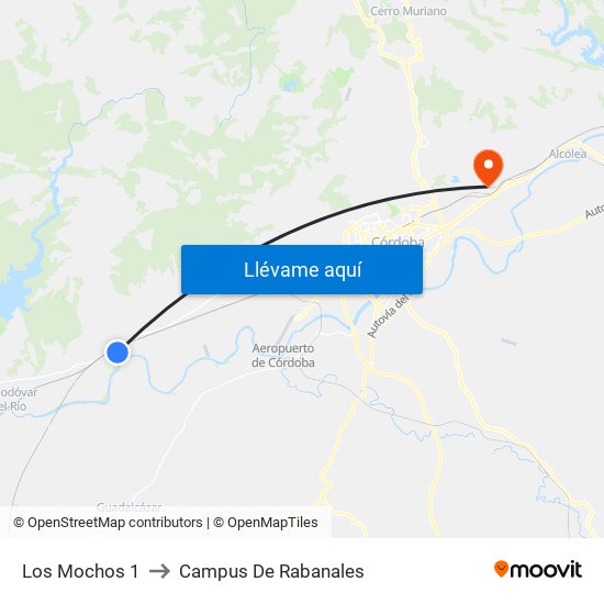 Los Mochos 1 to Campus De Rabanales map