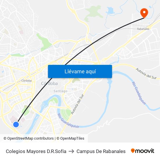 Colegios Mayores D.R.Sofía to Campus De Rabanales map
