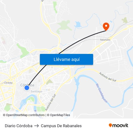 Diario Córdoba to Campus De Rabanales map