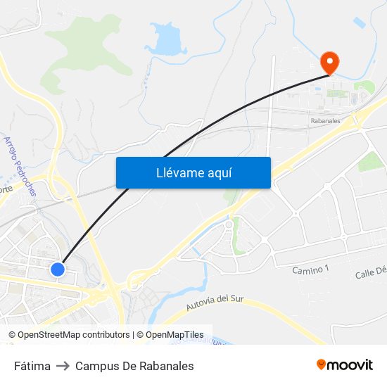 Fátima to Campus De Rabanales map