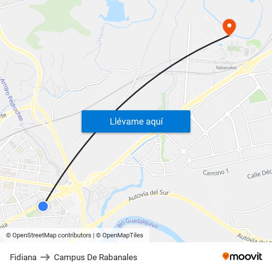 Fidiana to Campus De Rabanales map