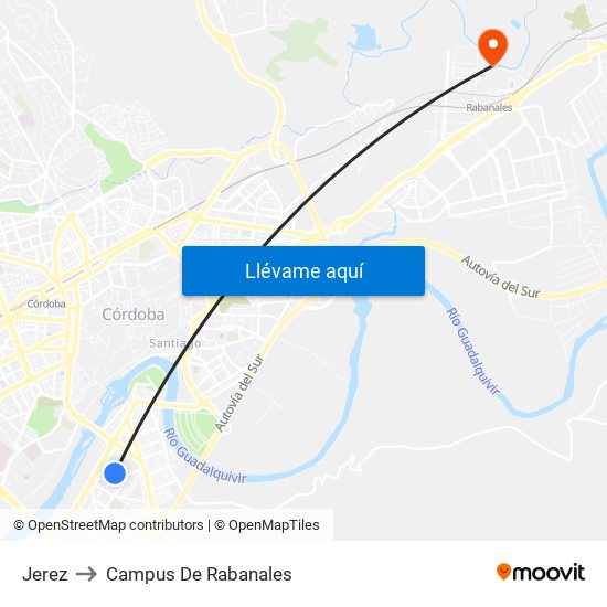 Jerez to Campus De Rabanales map