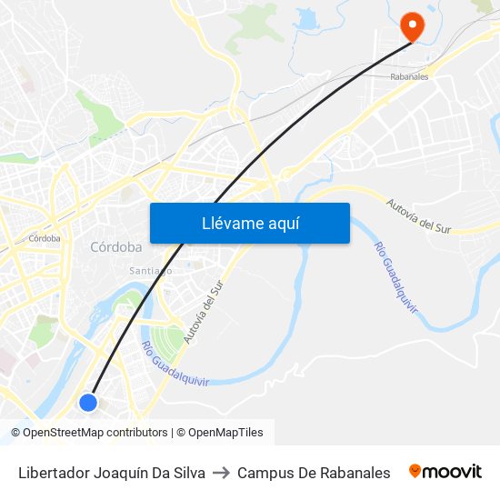 Libertador Joaquín Da Silva to Campus De Rabanales map