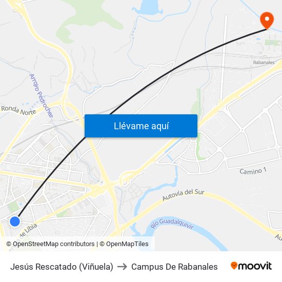 Jesús Rescatado (Viñuela) to Campus De Rabanales map