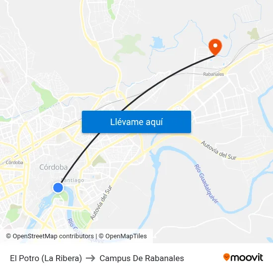 El Potro (La Ribera) to Campus De Rabanales map