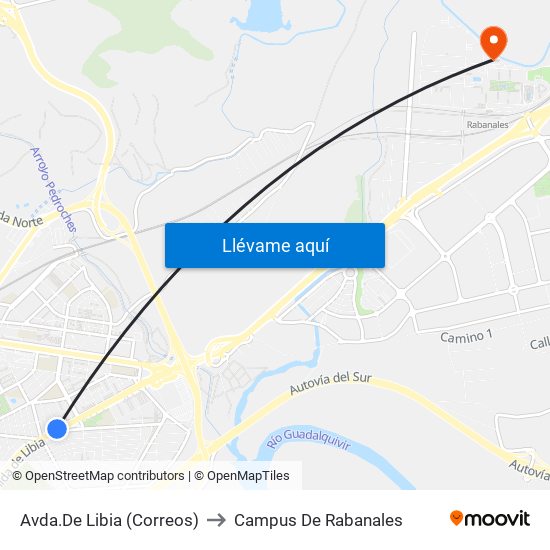 Avda.De Libia (Correos) to Campus De Rabanales map