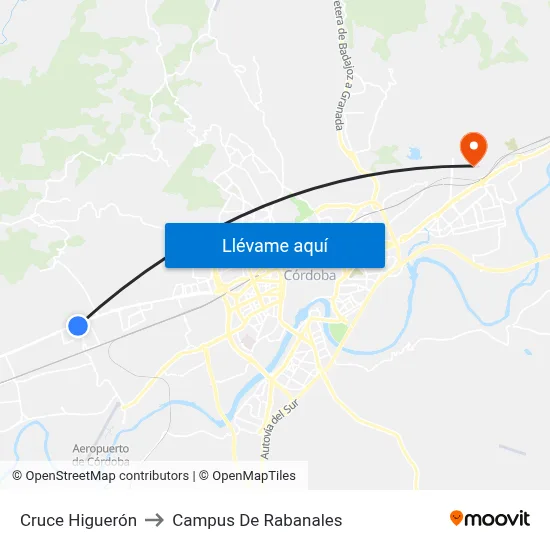 Cruce Higuerón to Campus De Rabanales map