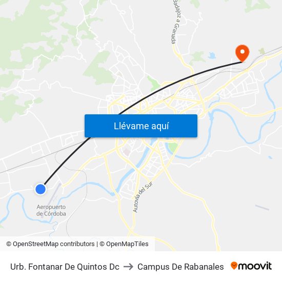 Urb. Fontanar De Quintos Dc to Campus De Rabanales map