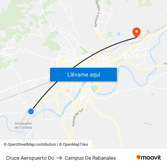 Cruce Aeropuerto Dc to Campus De Rabanales map