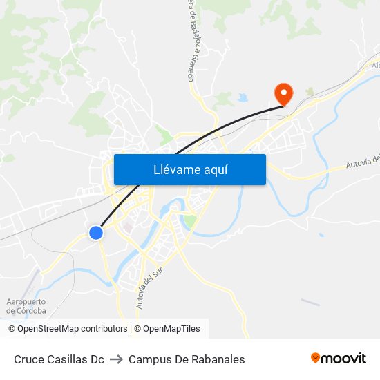 Cruce Casillas Dc to Campus De Rabanales map