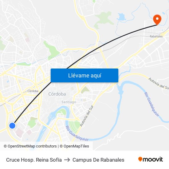 Cruce Hosp. Reina Sofía to Campus De Rabanales map