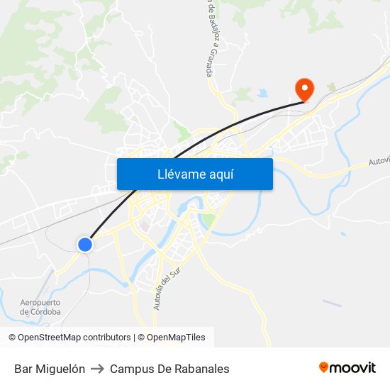 Bar Miguelón to Campus De Rabanales map