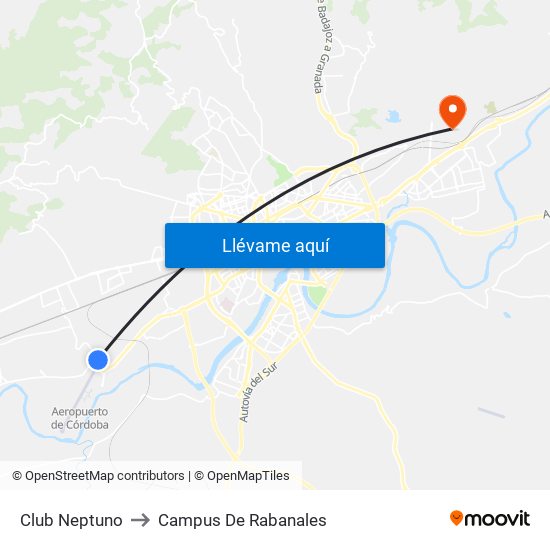 Club Neptuno to Campus De Rabanales map