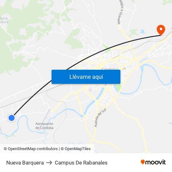 Nueva Barquera to Campus De Rabanales map