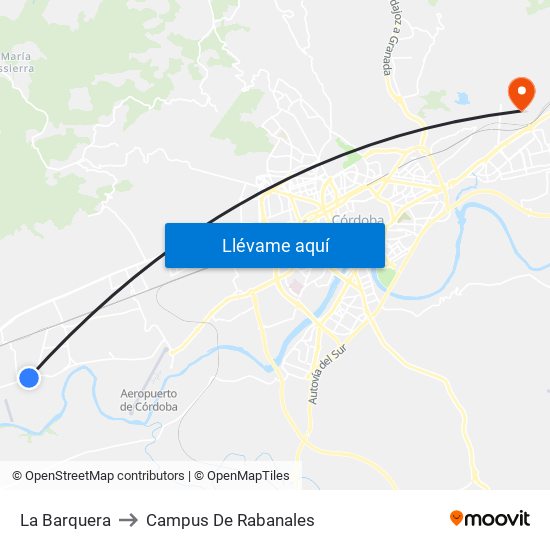 La Barquera to Campus De Rabanales map