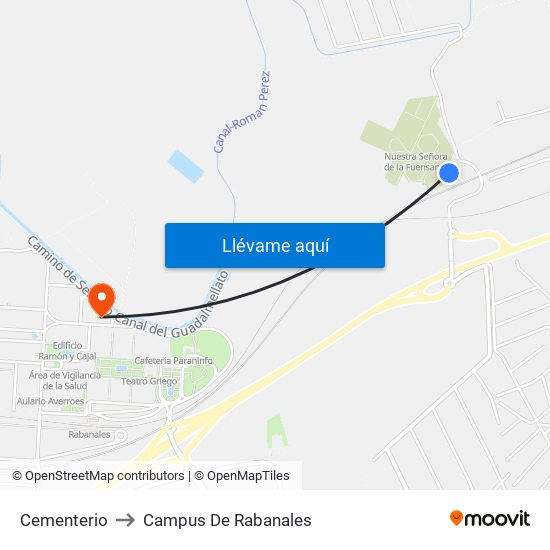 Cementerio to Campus De Rabanales map