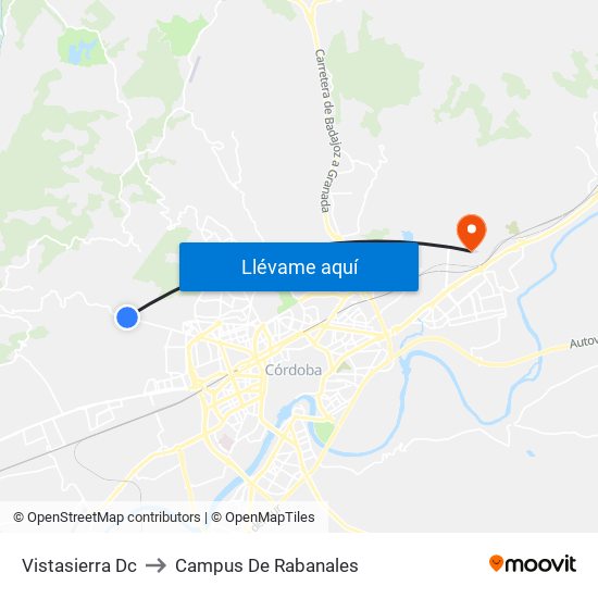 Vistasierra Dc to Campus De Rabanales map