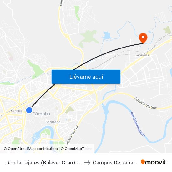 Ronda Tejares (Bulevar Gran Capitán) to Campus De Rabanales map