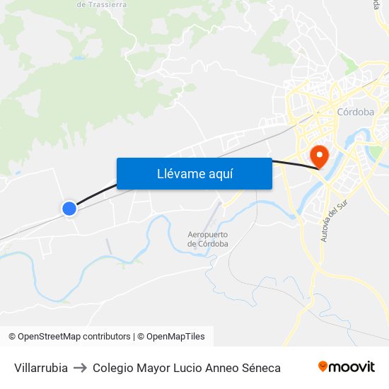 Villarrubia to Colegio Mayor Lucio Anneo Séneca map