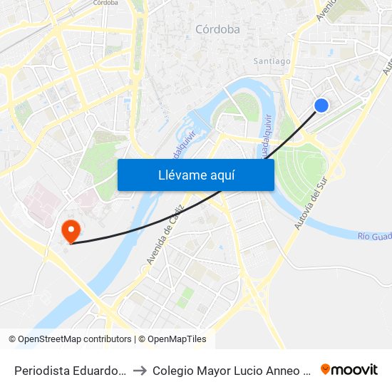 Periodista Eduardo Baro to Colegio Mayor Lucio Anneo Séneca map