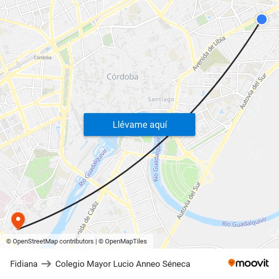 Fidiana to Colegio Mayor Lucio Anneo Séneca map