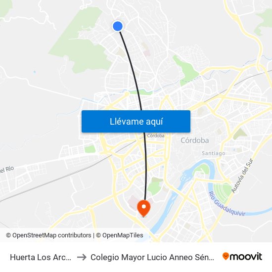 Huerta Los Arcos to Colegio Mayor Lucio Anneo Séneca map