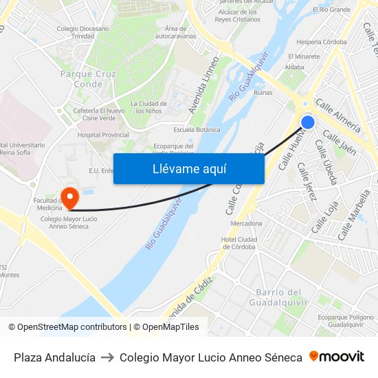 Plaza Andalucía to Colegio Mayor Lucio Anneo Séneca map