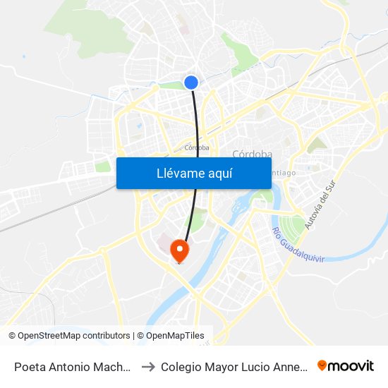 Poeta Antonio Machado D.C. to Colegio Mayor Lucio Anneo Séneca map