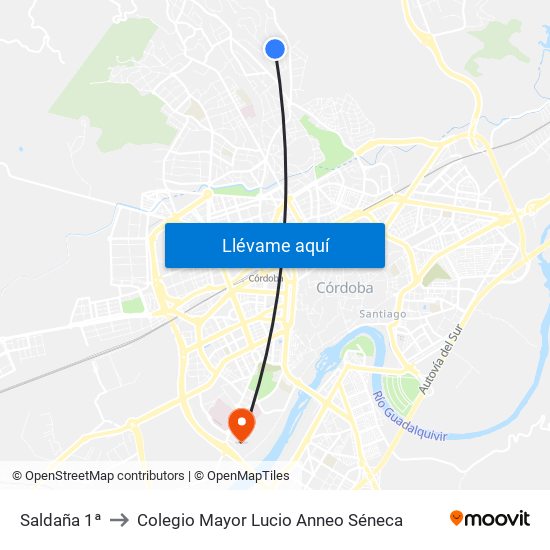 Saldaña 1ª to Colegio Mayor Lucio Anneo Séneca map