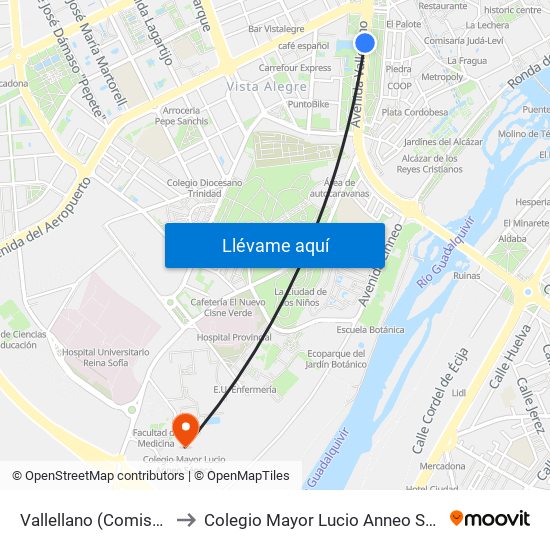 Vallellano (Comisaría) to Colegio Mayor Lucio Anneo Séneca map