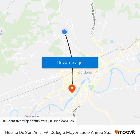 Huerta De San Antón to Colegio Mayor Lucio Anneo Séneca map