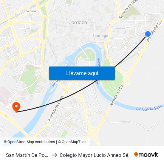 San Martín De Porres to Colegio Mayor Lucio Anneo Séneca map