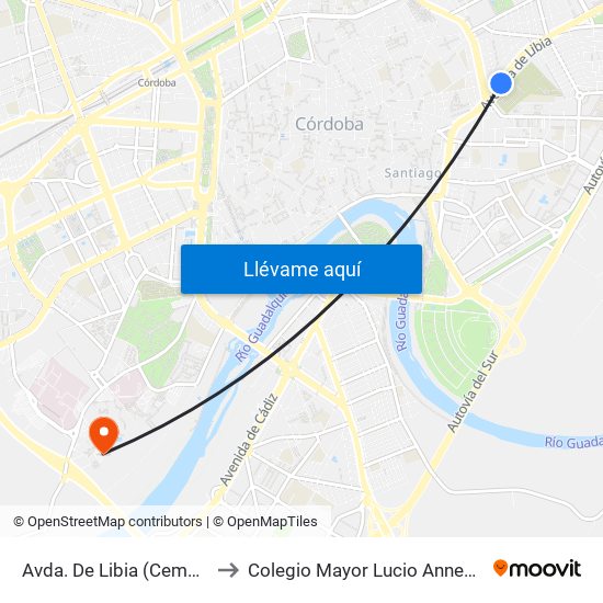 Avda. De Libia (Cementerio) to Colegio Mayor Lucio Anneo Séneca map