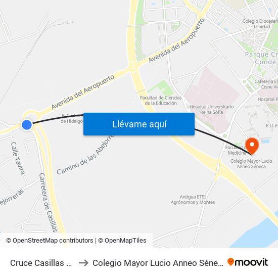 Cruce Casillas Dc to Colegio Mayor Lucio Anneo Séneca map