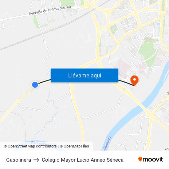 Gasolinera to Colegio Mayor Lucio Anneo Séneca map