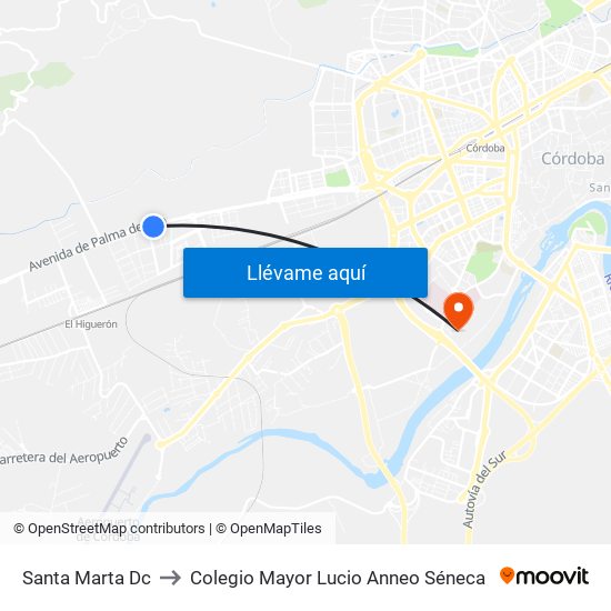 Santa Marta Dc to Colegio Mayor Lucio Anneo Séneca map