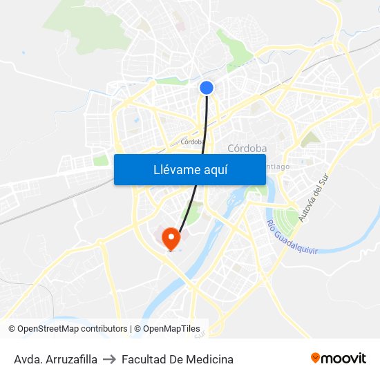 Avda. Arruzafilla to Facultad De Medicina map