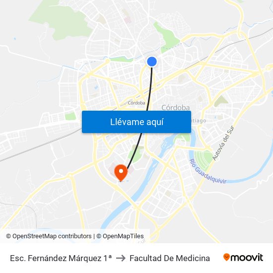 Esc. Fernández Márquez 1ª to Facultad De Medicina map